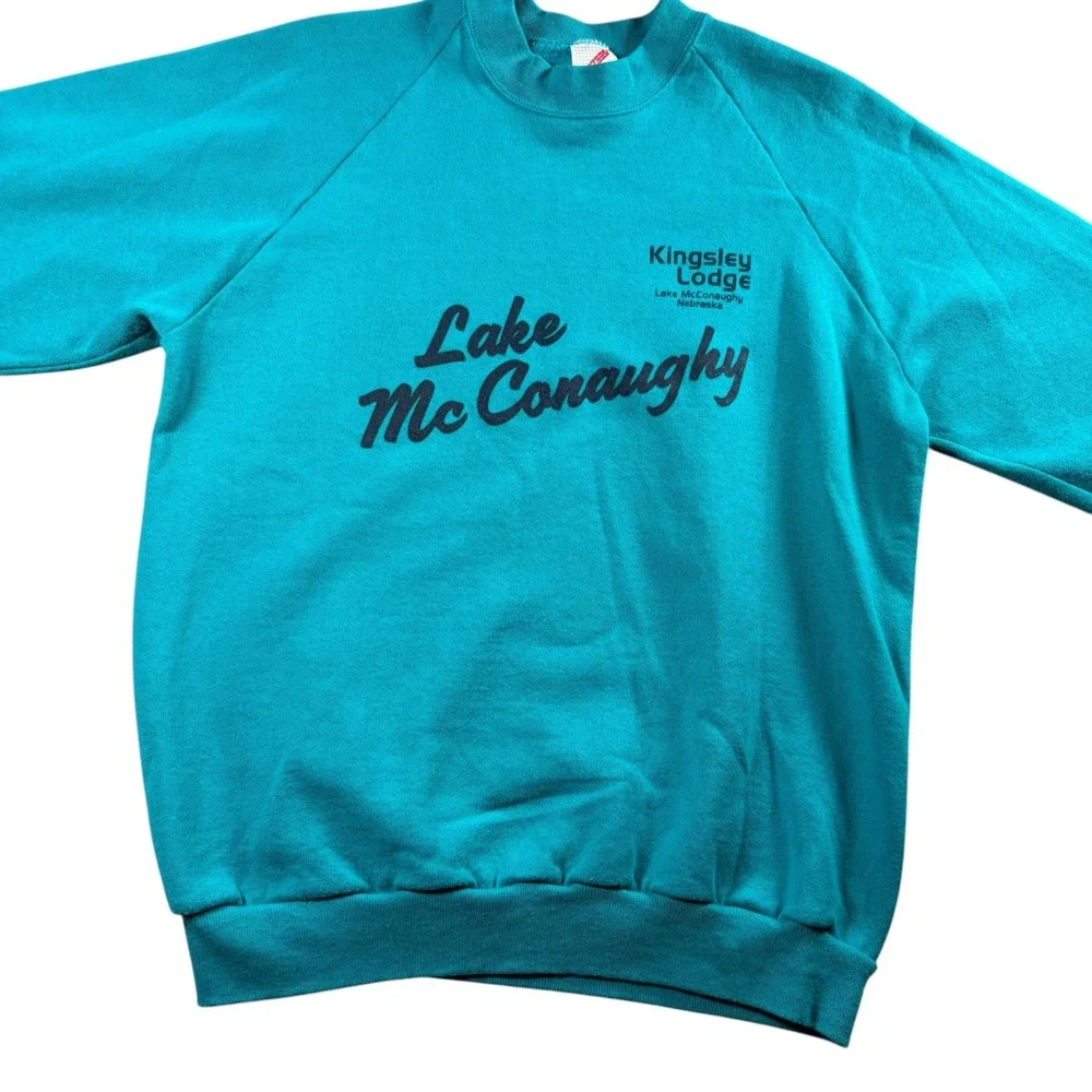 VTG Jerzees Lake McConaughy Nebraska crewneck Mens Sz L USA Made 90s Y2K cottage